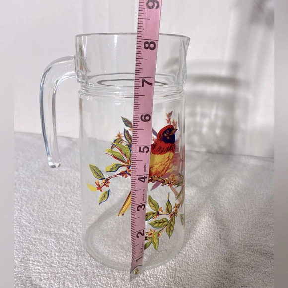 Vintage Luminarc Red Yellow Bird Glass Pitcher - Picture 13 of 13